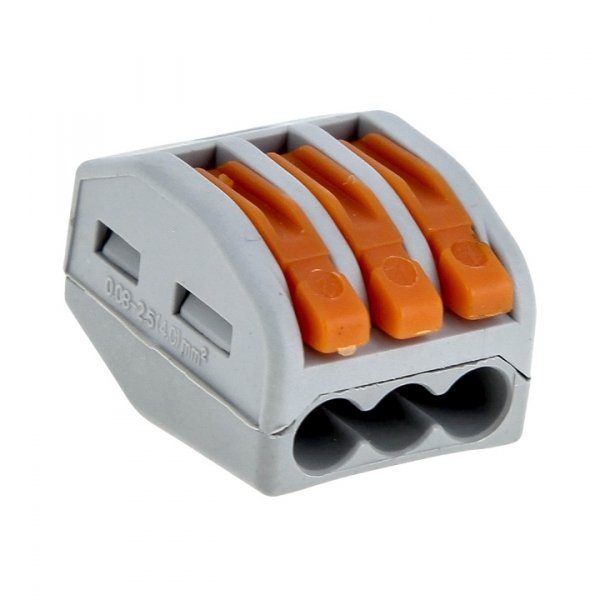 EKF PROxima Строительно-монтажная клемма СМК 222-413 с рычагом 3 отверстия 0,08-2,5мм2 (2шт.) plc-smk-413r