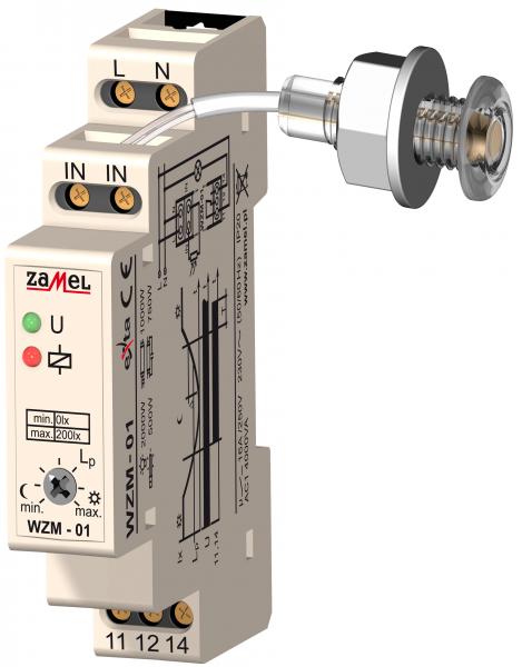 Zamel Реле сумеречное 16А IP20 крепление на DIN рейку (с датчиком SOH-01 1м) WZM-01/S1