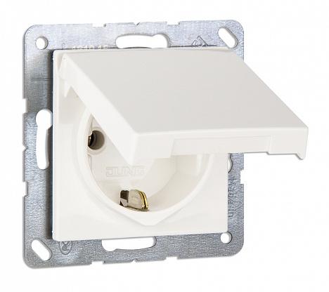 JUNG EcoProfi Белая Розетка с/з с крышкой безвинт. зажим EP421KLWW