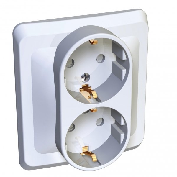 Systeme Electric Этюд Бел Розетка 2-ая с/з с защитными шторками