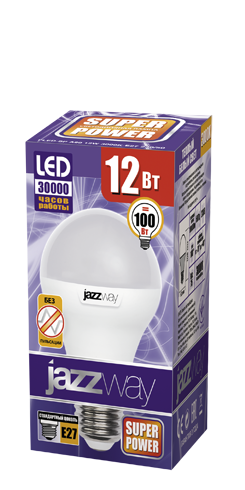 Купить Jazzway Лампа светодиодная (LED) «груша» d60мм E27 180° 12Вт 220-240В матовая тепло-белая желтая 3000К .1033703
