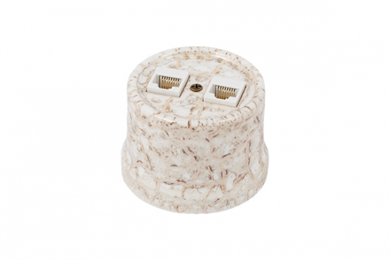 BIRONI Лизетта Керамика Мрамор Розетка 2-ая RJ45 B1-302-09