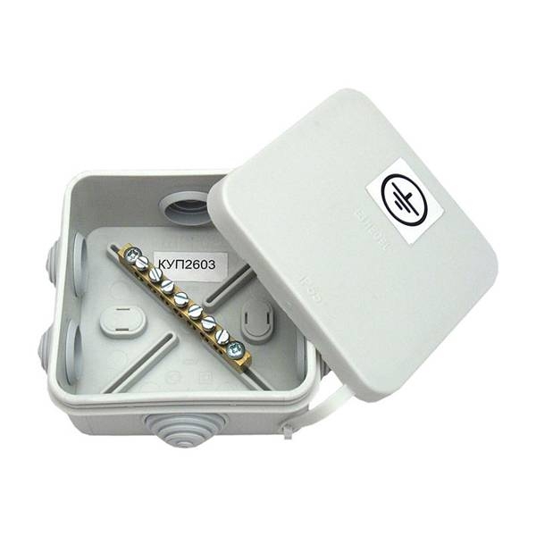 Hegel Коробка уравнивания потенциалов д/открытой установки, 6 вводов, внутр разм 85x85x40 мм, ниша: 94,6x94,6x44, IP55 КУП2603-И