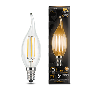 Gauss Лампа Filament Свеча на ветру 5W 420lm 2700К Е14 LED 104801105