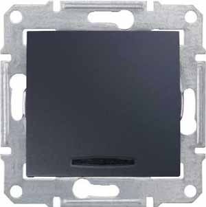 Купить SE Sedna Графит Переключатель 1-клавишный с подсветкой 10A, 250В (сх.6) SDN1500170