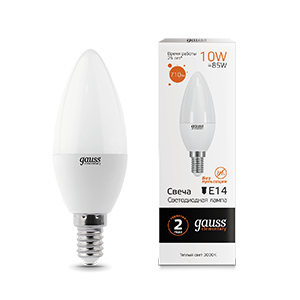 Gauss Лампа Elementary Свеча 10W 710lm 3000K Е14 LED 33110