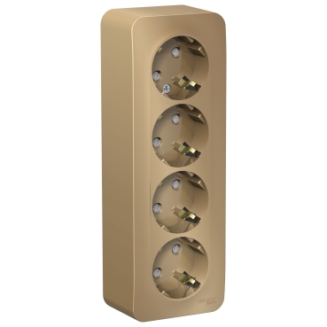 Купить Systeme Electric Blanca наруж Титан Розетка 4-ая с/з со шторками 16А, 250В, изолир. пластина