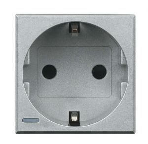 Купить BT Axolute Алюминий Розетка с/з с защитными шторками, безвинт зажим, возможность индикации 2 мод HC4141W