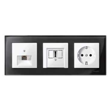 Купить SE Merten SM M-Elegance Стекло Черное кальцит Рамка 3-ая MTN404303