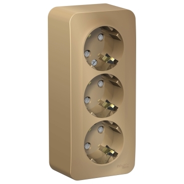 Купить Systeme Electric Blanca наруж Титан Розетка 3-ая с/з со шторками 16А, 250В, изолир. пластина