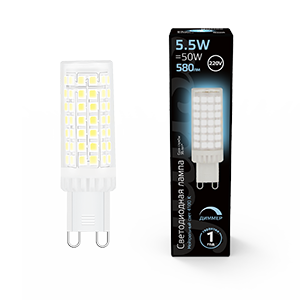 Gauss Лампа G9 AC185-265V 5,5W 550lm 4100K керамика диммируемая LED 107309255-D