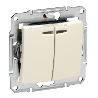 Купить SE Sedna Беж Выключатель 2-клавишный с подсветкой 10А (сх 5) SDN0300347
