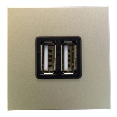 ABB NIE Zenit Шампань Механизм USB зарядного устройства, 2М, 2х750 мА / 1х1500мА 2CLA228500N1901