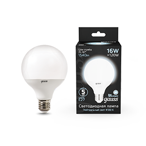 Gauss Лампа G95 16W 1540lm 4100K E27 LED 105102216