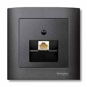 SE Merten SM Антрацит Накладка розетки ТЛФ/комп 1-ой наклонной MTN298314