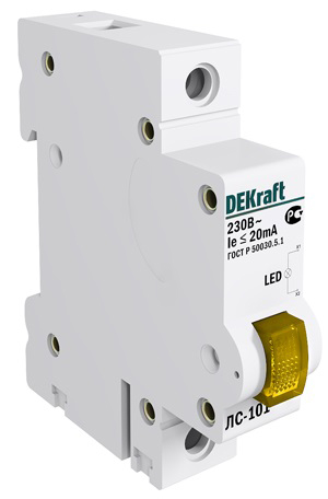Купить Dekraft Лампа сигнальная на DIN-рейку 1P ЖЕЛТАЯ LED ЛС-101 220В