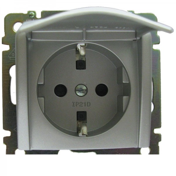 Legrand Valena Алюминий Розетка 1-ая с/з с крышкой 770122