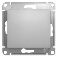 Купить Systeme Electric Glossa Алюминий Переключатель 2-клавишный, сх.6, 10АХ