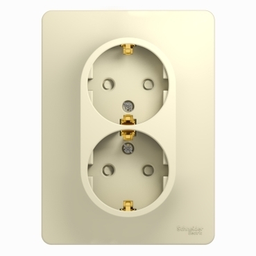 Купить Systeme Electric Glossa Беж Розетка 2-я с/з со шторками (в сборе с рамкой)