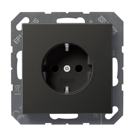 JUNG EcoProfi Черный матовый Розетка с/з, автозажим EP1420SWM