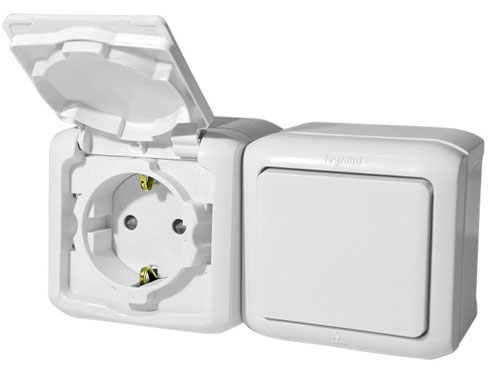 Legrand Quteo Белый Блок Выключатель 1-кл+роз с/з с шт IP44 782318