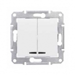 Купить SE Sedna Бел Выключатель 2-клавишный с подсветкой 10А (сх 5) SDN0300321