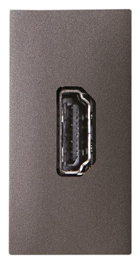 ABB Zenit Антрацит Механизм HDMI разъёма, тип А, с HDMI разъёмом мама на тыльной стороне, 1-модульный 2CLA215570N1801