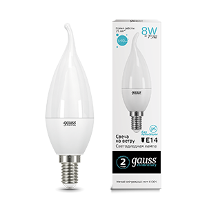Gauss Лампа Elementary Свеча на ветру 8W 540lm 4100K Е14 LED 34128