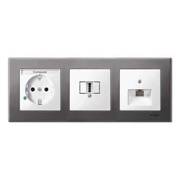 Купить SE Merten SM M-Elegance Серый родий Рамка 3-ая MTN403314