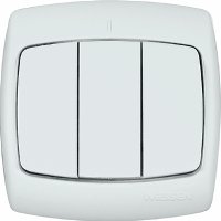 Купить SE Wessen Рондо Бел Выключатель 3-клавишный 10А (в сборе) VS05U-321-BI