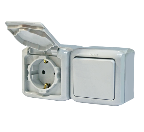 Купить Legrand Quteo Сер Блок Выключатель 1-кл+роз с/з с шт IP44 782348