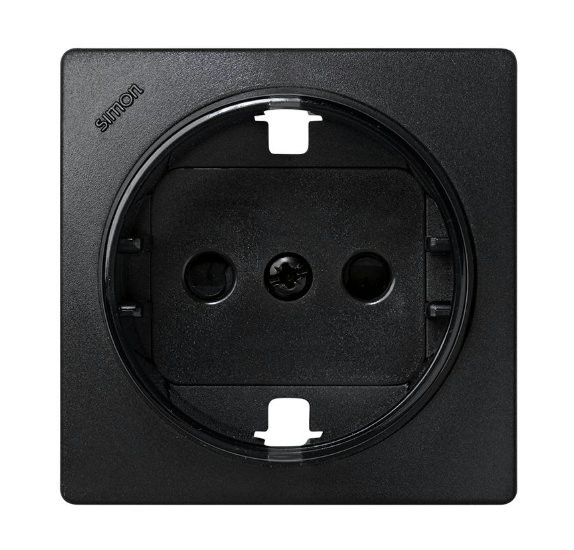Simon 73 loft Графит Накладка розетки с/з с защитными шторками 73041-62