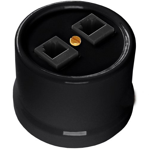 BIRONI Лизетта Пластик Черный Розетка 2-ая RJ45 B1-302-23