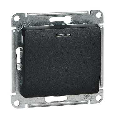 Купить Systeme Electric Glossa Антрацит Выключатель 1-клавишный с подсветкой сх.1а, 10AX