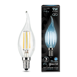 Gauss Лампа Filament Свеча на ветру 9W 710lm 4100К Е14 LED 104801209