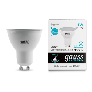 Gauss Лампа Elementary MR16 11W 850lm 4100K GU10 LED 13621