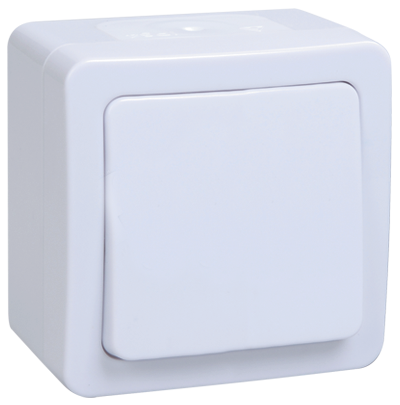 Купить IEK GERMES PLUS ВСк20-1-0-ГПБ Выключатель 1кл кноп. о/у IP54 (цвет клавиш: белый)