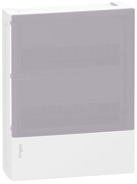 SE RESI9 MP (Mini Pragma) Бокс навесной с дымчатой дверью 2 ряда/24 модуля, IP40, IK07, 63А, 2 клеммы, Италия MIP12212T