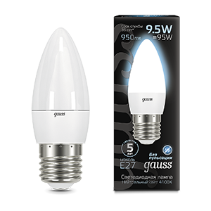 Gauss Лампа Свеча 9.5W 950lm 4100К E27 LED 103102210