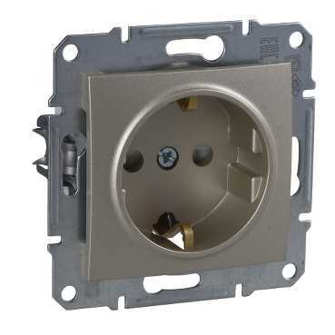 Купить SE Sedna Титан Розетка 1-я с/з с защитными шторками SDN3000168