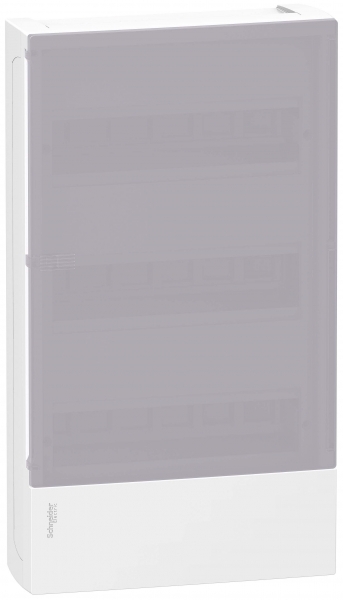 SE RESI9 MP (Mini Pragma) Бокс навесной с дымчатой дверью 3 ряда/36 модулей, IP40, IK07, 63А, 2 клеммы, Италия MIP12312T