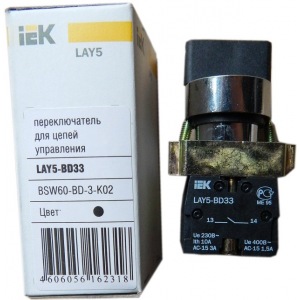 Купить IEK LAY5 Переключатель LAY5-BD33 3 положения I-0-II стандарт ручка