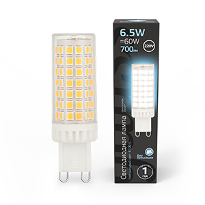 Gauss Лампа G9 AC185-265V 6,5W 770lm 4100K керамика LED 107309206
