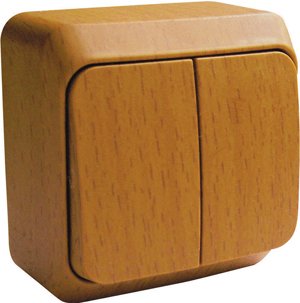 Купить Systeme Electric Этюд наруж Дача Темный бук Выключатель 2-клавишный с подсветкой (сх. 5)