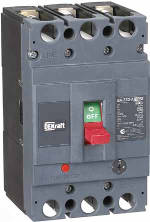 Купить DEKraft Силовой Автоматический выключатель 3P 100А c Ir=80А-100А 50кА ВА-332 21134DEK