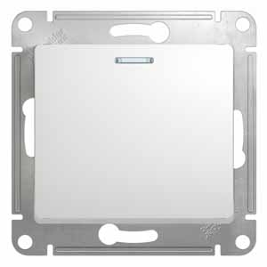 Купить Systeme Electric Glossa Бел Выключатель 1-клавишный с подсветкой, сх.1а, 10АХ