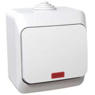 Купить Systeme Electric Этюд наруж Бел Выключатель 1-клавишный с подсветкой IP44