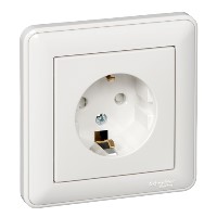 Купить Systeme Electric Wessen 59 Беж Розетка с/з с защитными шторками (в сборе, с рамкой)