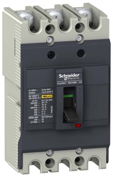 SE EasyPact EZC 100N Автоматический выключатель 3P/3T 75A 18кA/380В EZC100N3075 SE EasyPact EZC 100N Автоматический выключатель 3P/3T 75A 18кA/380В EZC100N3075