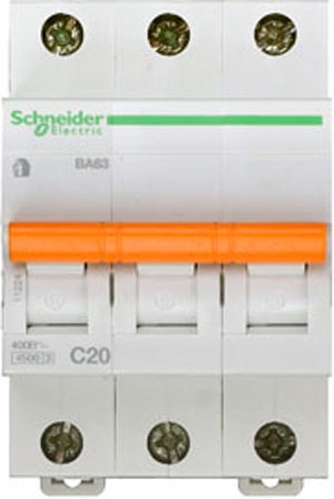 Купить SE Домовой ВА63 Автоматический выключатель 3P 20A (C) 4.5kA 11224